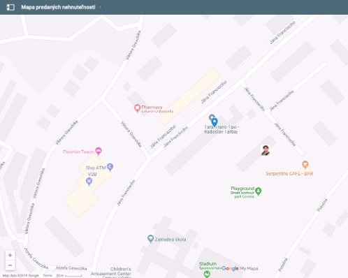 Mapa predaných nehnuteľností